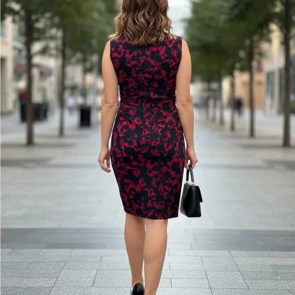 American Living Black and Red Floral Midi Dress - Picture 2 of 6